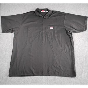 Vintage Ben Davis Mens 4XL Black Half Zip Short Sleeve Work Shirt Made in USA